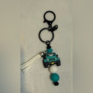 Teal Car Keychain with Tassel - JEEP - NEW